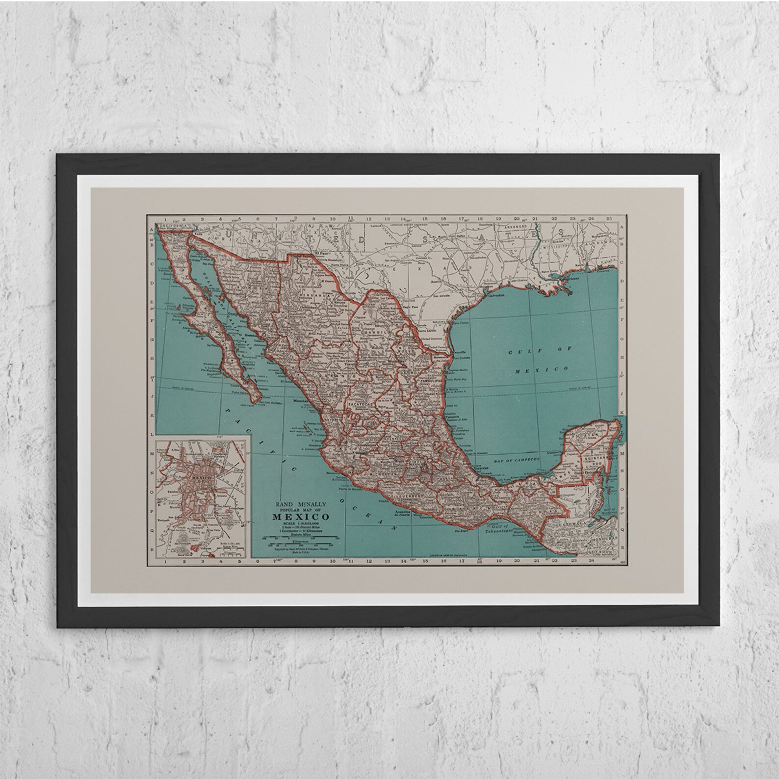 VINTAGE MEXICO MAP Vintage Map of Mexico Wall Art Vintage - Etsy