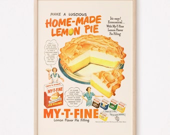 RETRO PIE AD, Vintage Cooking Ad, Mid-Century Poster Classic Baking Ad Retro Kitchen Poster Vintage Kitchen Ad Atomic Age Advertisement