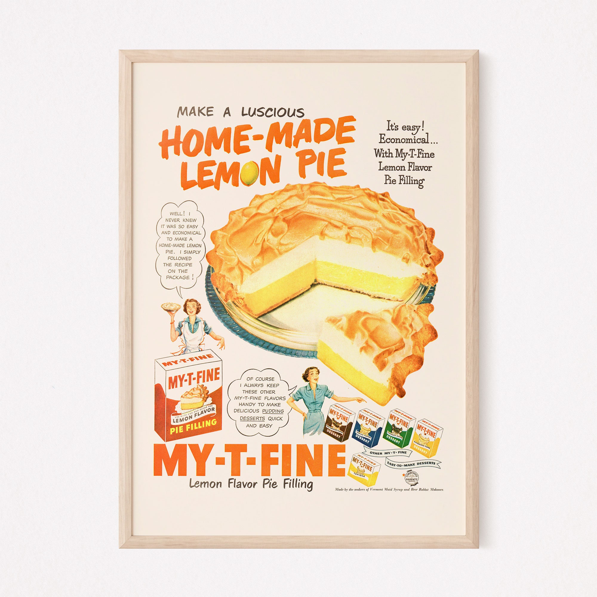 RETRO PIE AD Vintage Cooking Ad Mid-century Poster Classic - Etsy Canada