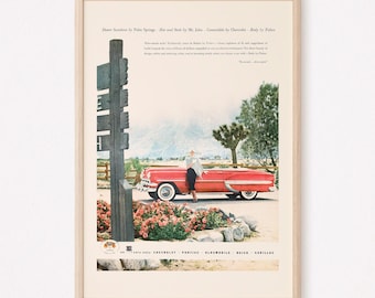 ANUNCIO DE COCHE CLÁSICO, Póster de coche rockabilly, Póster de hot rod, Anuncio de coche retro, Póster de coche rojo, Coleccionista de coches, Hot Wheels, Anuncio kitsch vintage