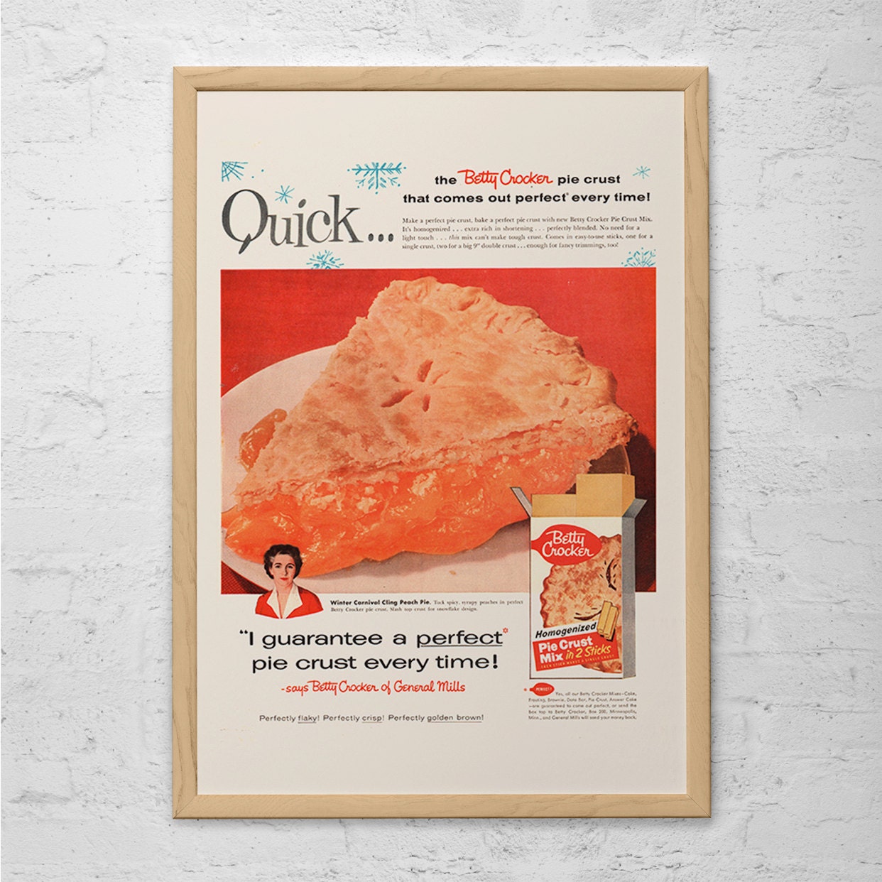 VINTAGE PIE AD Retro MidCentury Ad Pie Crust Ad Vintage Etsy