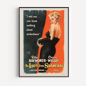 CLASSIC MOVIE POSTER, Orson Wells Movie Poster, Rita Hayworth Movie Poster Classic Film Poster, High Quality Reproduction