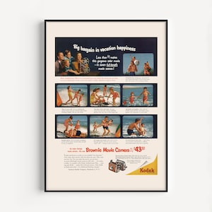 VINTAGE CAMERA AD, Vintage Movie Camera Poster, High Quality Reproduction, Vintage Poster, Retro Bar Wall Art, Vacation Poster