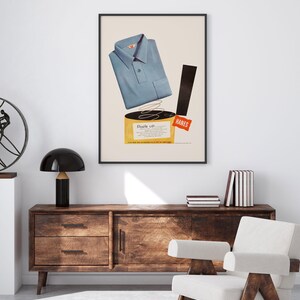 CLASSIC FASHION AD, Retro Mens Fashion Design Ad, Vintage Shirt Ad Retro Mid Century Design Poster Classic Advertisement Art image 4
