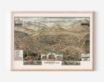 PRESCOTT MAP PRINT, Vintage Map of Prescott, Antique Map Print, Historical Wall Art, Antique Style Wall Art