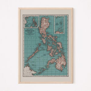 PHILIPPINES MAP PRINT, Vintage Map of The Philippines, Old Map Print, Map Poster Art, Asian Travel Wall Art, Filipino Home Decor