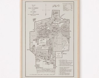 VINTAGE MARRAKESH MAP, Antique Map of Marrakech, Morocco Map, Professional Reproduction