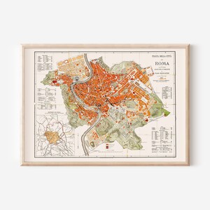 Carte de ROME, ITALIE, art de la carte de l'Italie, carte historique, carte ancienne, reproduction professionnelle,