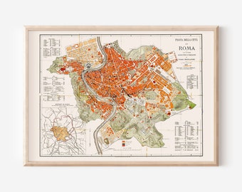 MAP of ROME ITALY, Italy Map Art, Historical Map, Antique Map, Professional Reproduction,