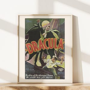 DRACULA MOVIE POSTER, Bela Lugosi Poster, Vintage B-Movie Poster, Halloween, Cult Movie Poster, Classic Movie Art, Retro Sci-Fi Poster image 3