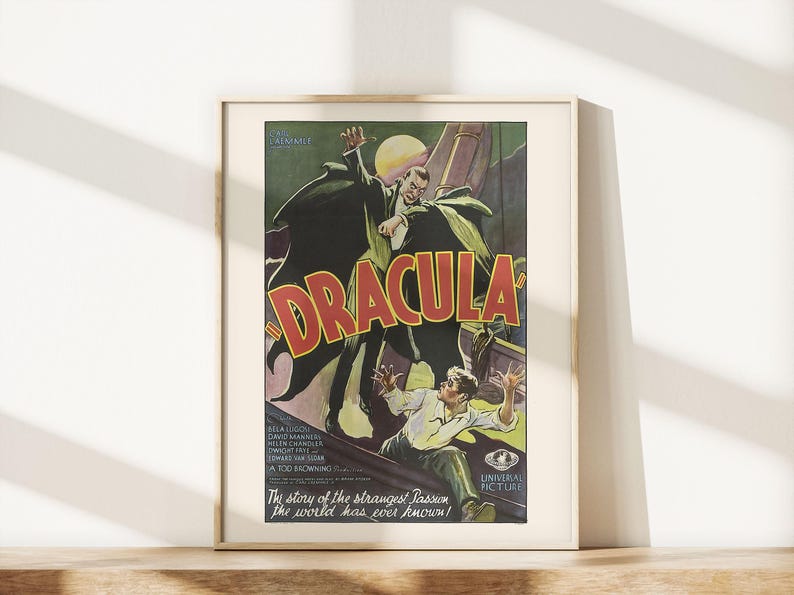 DRACULA MOVIE POSTER, Bela Lugosi Poster, Vintage B-Movie Poster, Halloween, Cult Movie Poster, Classic Movie Art, Retro Sci-Fi Poster image 3
