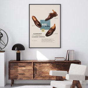 VINTAGE MEN'S SHOES Print, Retro Leather Shoes Ad, Gentleman Fashion Art Retro Advertisement 1950s Fashion Ad image 4