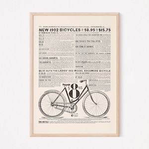 ANTIQUE BICYCLE ART, Old Bike Poster, Old 1902 Bike Ad Print, Antique Bike Poster, Quality Reproduction Ikea Ribba Size Giclee Print