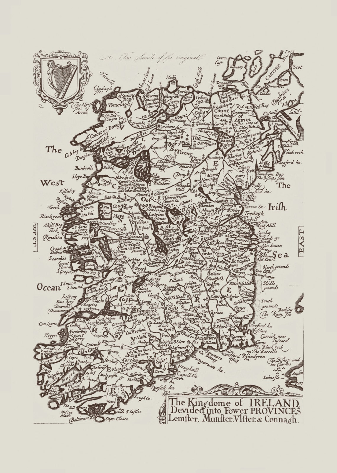 VINTAGE IRELAND MAP Antique Map of Ireland Professional | Etsy