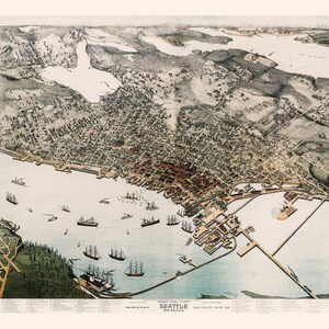 Vintage SEATTLE Map Print Antique Wall Art, Vintage Map of SEATTLE Harbour, SEATTLE Map Print, Seattle Poster, Antique Seattle Print image 7