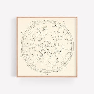 STERRENKAART AFDRUKKEN, sterrenbeeldkaart, noordelijk halfrond, hemelse decor, vintage astrologieposter, cadeau voor vriend, horoscoop kunst aan de muur