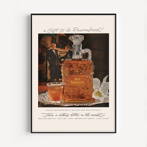 BOURBON WHISKY AD, Vintage Ad Print, 1950s Kentucky Straight Bourbon Whisky Poster, Classic Bar Decor, Mid-Century Poster, Retro Poster