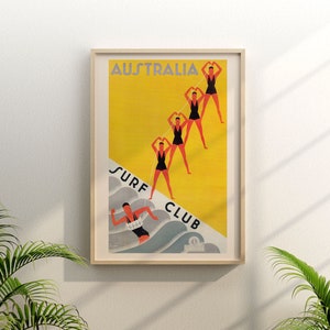 Australia Travel Poster Travel Print Art Deco Poster Art Deco Print Surf Poster Giclee Poster Print High Quality Frame-Ready Ikea Ribba Size image 3