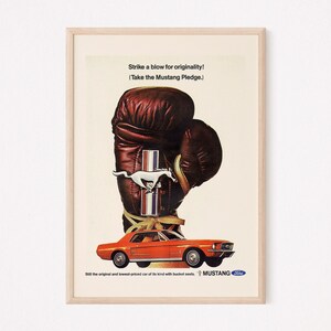 Vintage RED SPORTS CAR Advertisement, Poster, Powerful Car Ad, Sporty Coupe, Muscle Car, Pony Car Poster Ad, Hot Wheels, Boxing