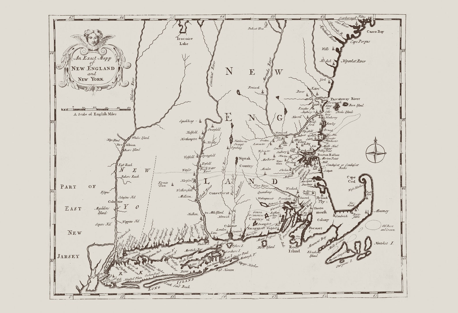 ANTIQUE NEW ENGLAND Wall Art New England Map Antique Etsy