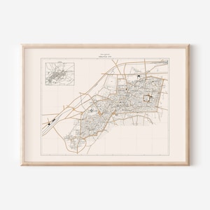 ANCIENT PESHAWAR MAP, Map of Peshawar, Historical Pakistan Map, Antique Map Wall Art, Professional Reproduction image 1