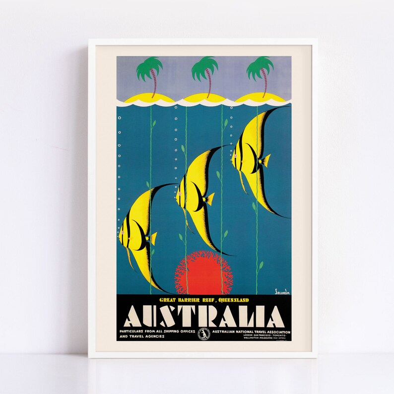 Australia Travel Poster Vintage Art Deco Poster Australia Etsy Canada