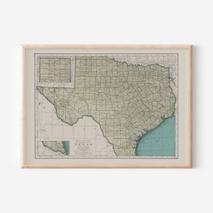 VINTAGE TEXAS MAP, Vintage Map of Texas, Antique Map Print, Historical Wall Art, Texas Poster, Texas Wall Art, Texas Map Print