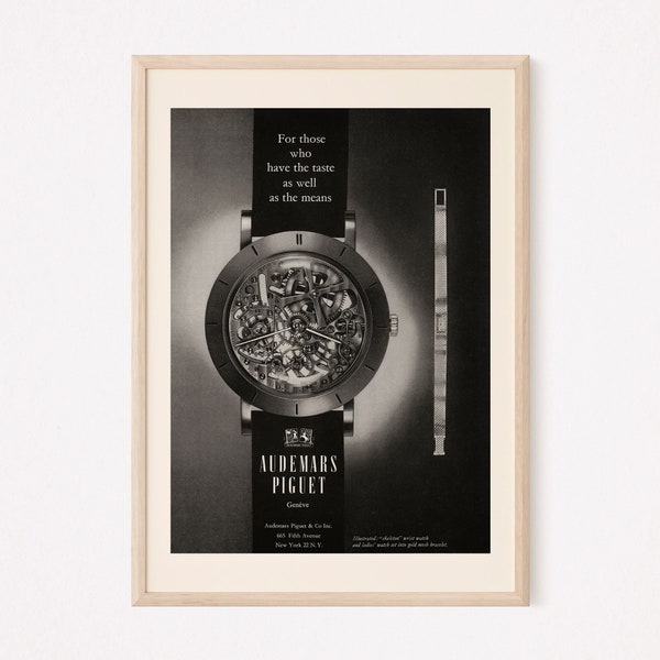VINTAGE LUXURY WATCH Ad, Retro Mid-Century Ad, Watch Collector Ad, Vintage Watch Ad, Automatic Watch Ad, Classic Watch Wall Art