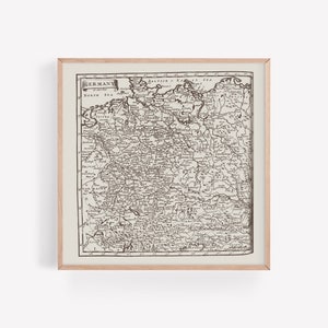 ANTIQUE GERMAN MAP, Antique Historical Germany Map, Square Poster, Professional Reproduction
