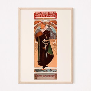 MUCHA PRINT, Hamlet, Sarah Bernhardt, Art Nouveau, Belle Epoque Poster, French Art, Mucha Poster, Art Nouveau Decor