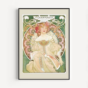 MUCHA ART PRINT Art Nouveau Poster Belle Epoque Wall Art Brasserie Style Parisian Mucha Poster Art Nouveau Print, Mucha Poster