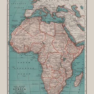 MAP OF AFRICA, Vintage Africa Map, Wall Art, Vintage Map Reproduction ...