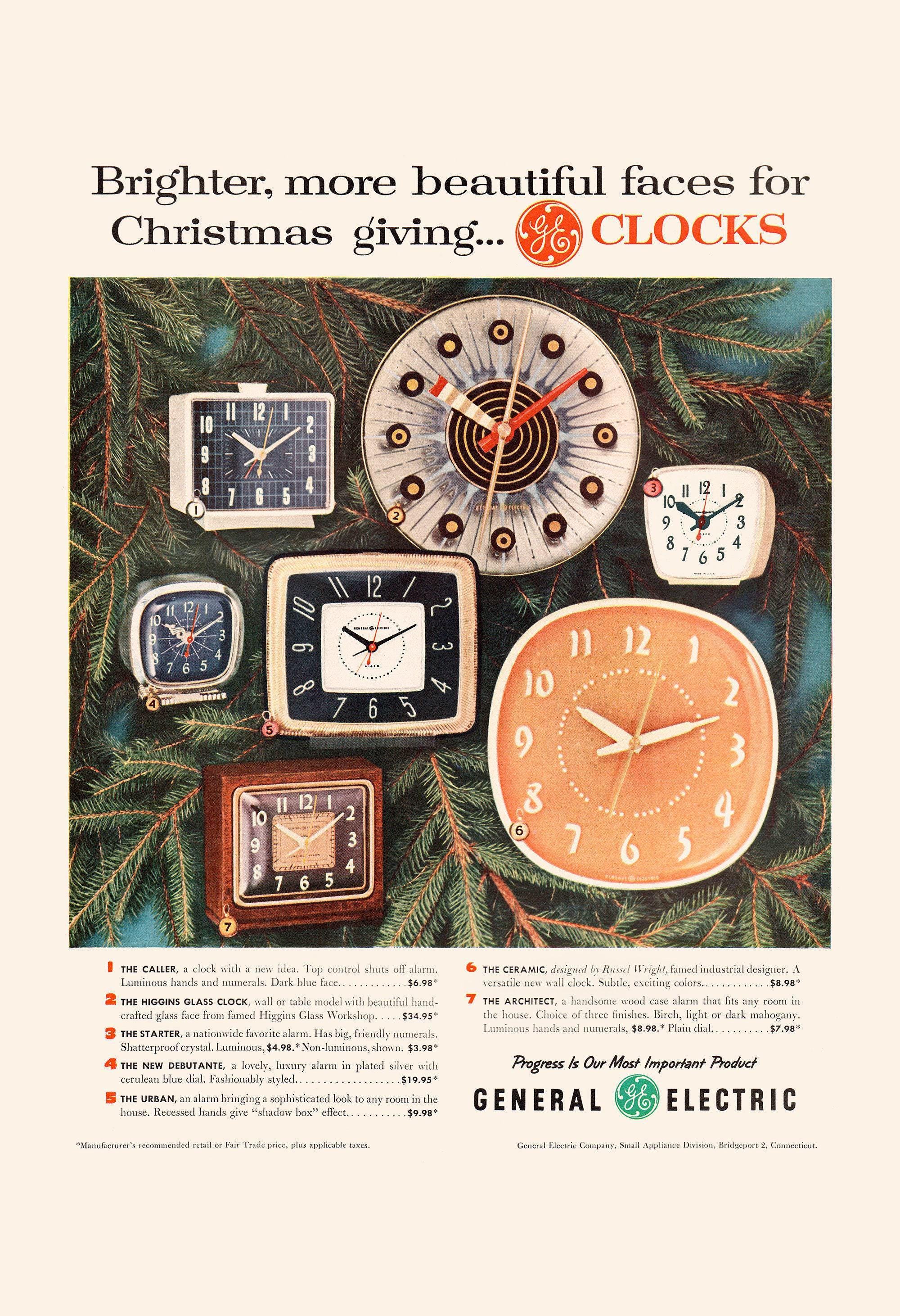 VINTAGE CLOCK ADVERTISEMENT, Retro Mid-century Ad, Retro Clock