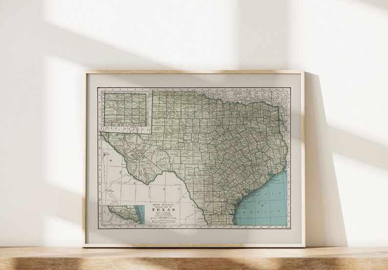 VINTAGE TEXAS MAP Vintage Map of Texas Antique Map Print - Etsy