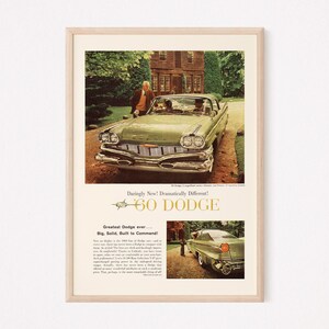 VINTAGE CAR AD, Retro Car Ad, Classic Green Car Ad Mid-Century Poster Garage Mechanic Shop Automobile Wall Art Vintage Car Poster