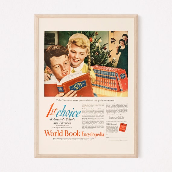 VINTAGE ENCYCLOPEDIA AD, Vintage Mid Century Ad Poster Print
