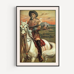 WESTERN ART, Cowboy Poster, The Farewell Shot, Buffalo Bill Print, 1910, Cowboycore, Westerncore, Western Art, Cabin Room Decor