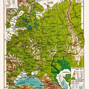 VINTAGE MAP of RUSSIA Vintage Map Reproduction High | Etsy