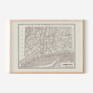 CARTE DU CONNECTICUT VINTAGE, ancienne carte du Connecticut, Reproduction professionnelle
