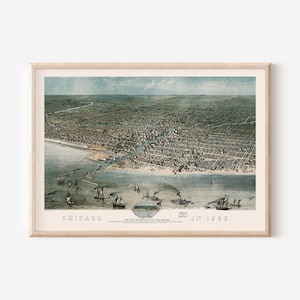 ANTIKE CHICAGO KARTE, Vintage Karte von Chicago, Alte Karte Druck, Vintage Wandkunst, Antike Karte, Historische Wandkunst, Vogelperspektive Karte