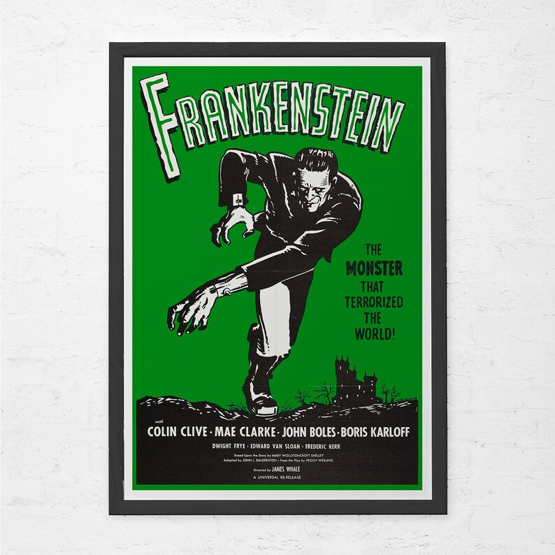 FRANKENSTEIN MOVIE POSTER Boris Karloff Poster Vintage | Etsy