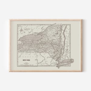 Mappa d'epoca dello Stato di New York, mappa antica dello Stato di New York, riproduzione professionale
