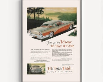 Anuncio de coche potente de 1957, póster de coche americano clásico, reproducción de alta calidad, póster vintage, arte mural retro