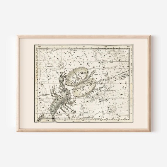 SCORPIO SIGN MAP Print, Zodiac Sign Print, Zodiac Sign Gift, Constellation Wall Art Zodiac Wall Art Astrology Map Star Map