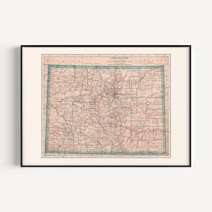 OLD COLORADO MAP, Vintage Map of Colorado, Vintage Map Wall Art, Geography Gift, Travel Poster, Retro Living Room Decor, 1921