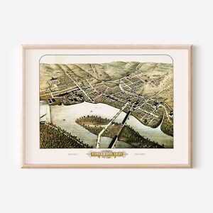 FORT EDWARD KARTE, Antike Fort Edward N.Y. Karte, Antike Karte Drucken, Historische Kunst, Wohnzimmer Dekor, Vogelaugen Ansicht Karte