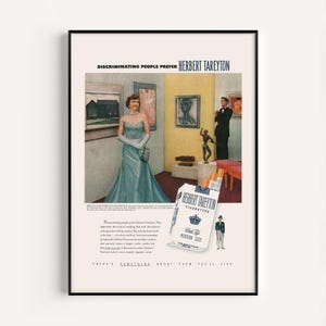 FANCY CIGARETTES AD, Vintage Ad Print, 1950s Cigarettes Poster, Classic Decor, High Society Poster, Mid-Century Art, Retro Poster