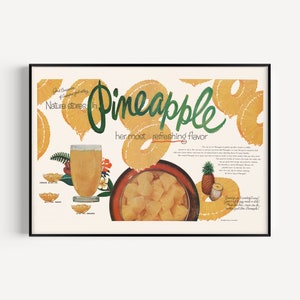 VINTAGE PINEAPPLE PRINT, Pineapple Poster, Pineapple Lover Gift, Tropical Room Decor, Fun Vintage Ad, Retro Print, Nostalgic, 1950s