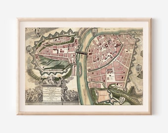 ANTIQUE PRAGUE MAP, Map of Prague, Historical Map, Antique Map Reproduction, Praga, Praha, Czech