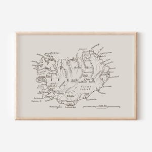 MAPA DA ISLÂNDIA, Qualidade Profissional, Pôster da Islândia, Decoração de Viagem, Arte Histórica de Parede para Escritório